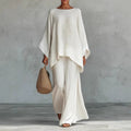 Ivory Oversized Poncho Wide-Leg Two-Piece Set
